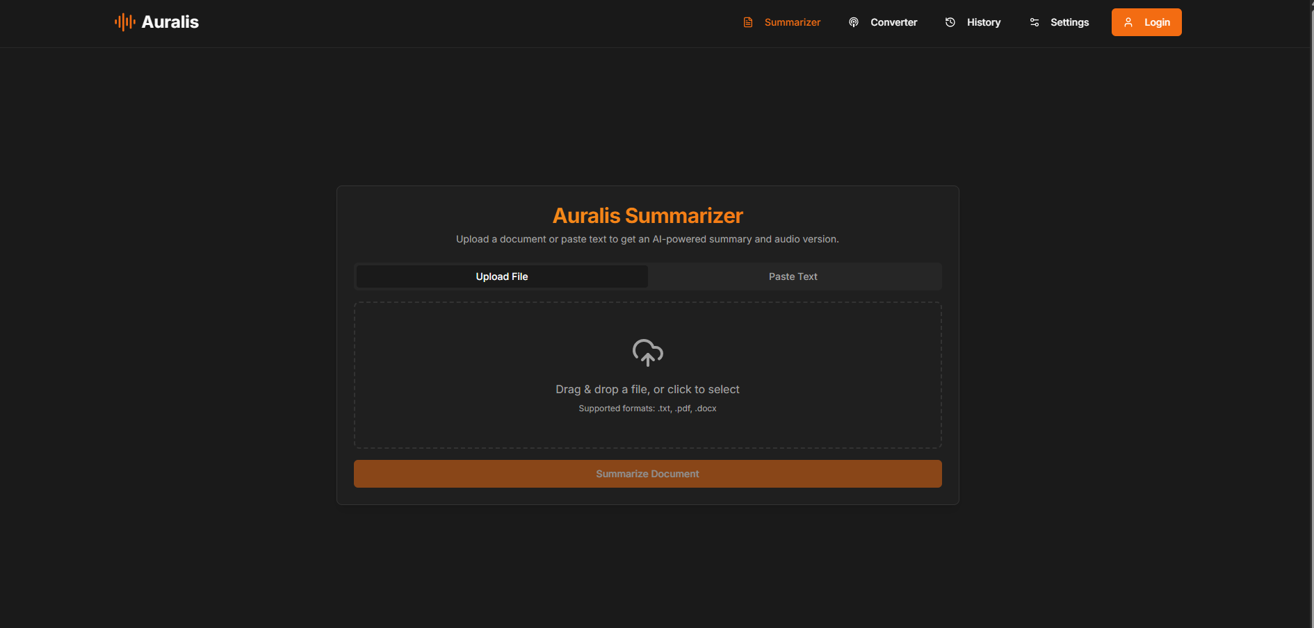 Auralis — Document Summarizer & Audio Converter